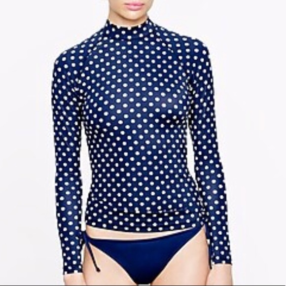 J. Crew Other - J. Crew Navy Blue & White Polka-Dot Rash Guard